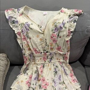 Gap & Love Shack fancy Collab Floral Print Ruffle Dress